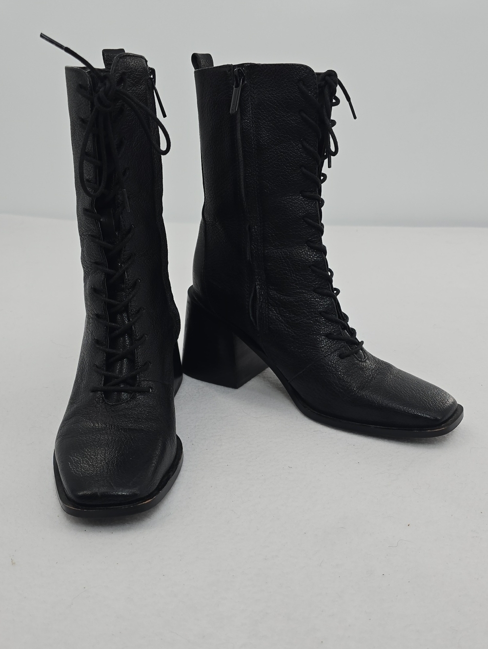 Sam Edelman Westie Lace-Up Bootie - Black Pebble Leather